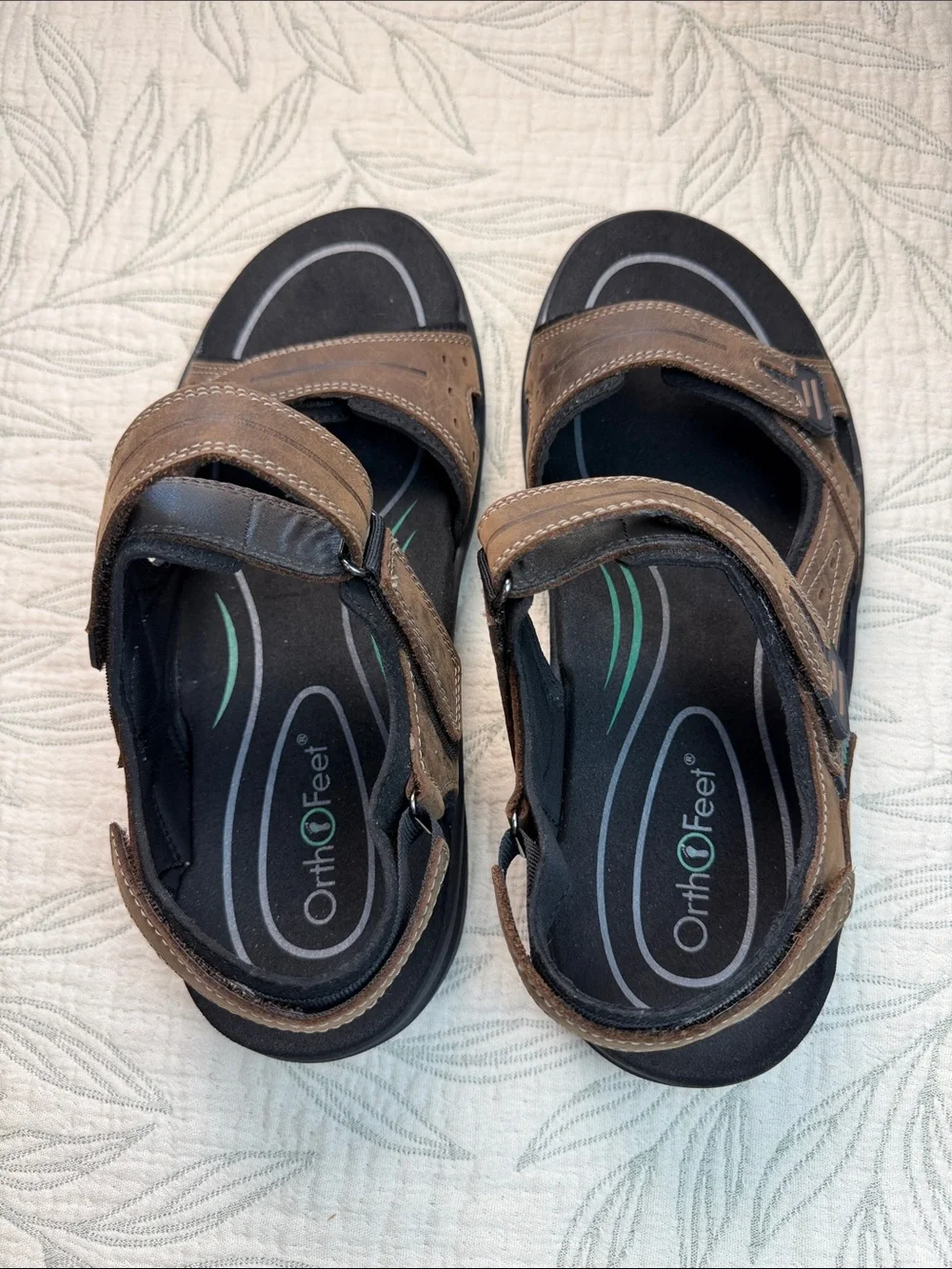 OrthoFeet Men’s Gemini Leather Upper Sandal never used. Sz. 12